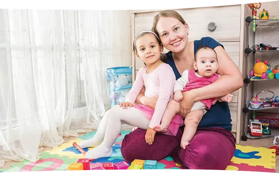 Mother with two children